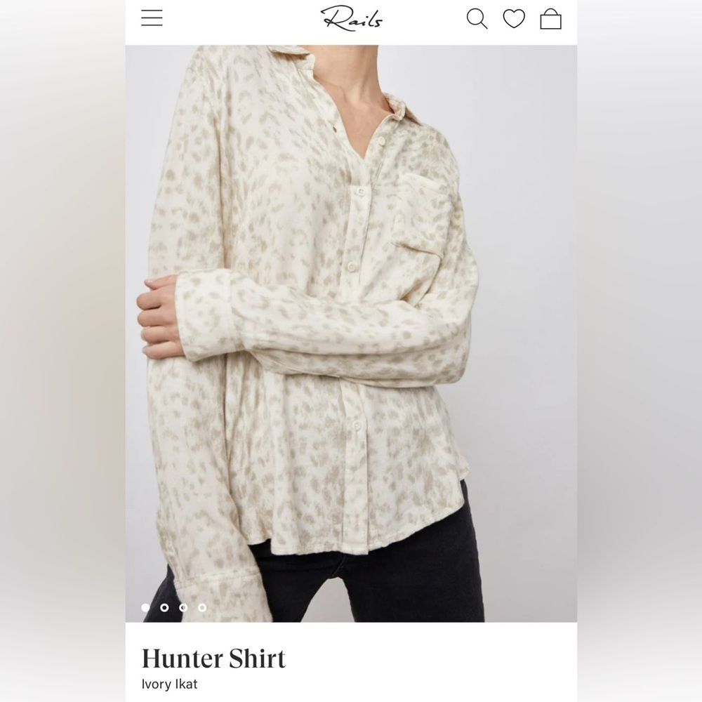 NWT RAILS Hunter Shirt Ivory Ikat Leopard Print Medium